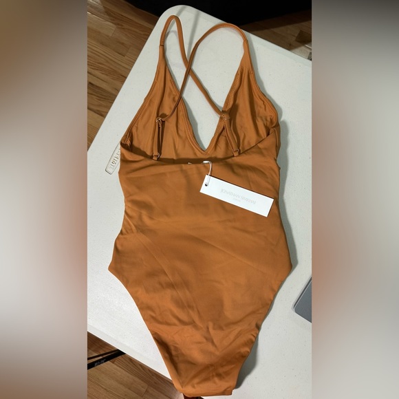 NWT Jonathan Simkhai Twilight Solid One Piece Swimsuit Terracotta Rust Brown XS - Picture 5 of 9